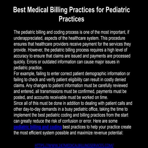 Basics of Coding in Pediatrics Medical Billing | PDF