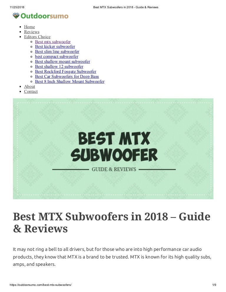 best subwoofer brand 2018