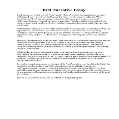 Best Narrative Essay. Free Narrative Essay Examples - Samples amp ...