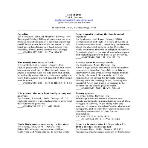 Teri Lesesne's Best of 2011 (so far)