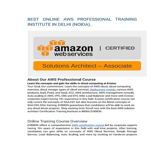 BEST ONLINE AWS PROFESSIONAL TRAINING INSTITUTE IN DELHI (NOIDA)..pdf