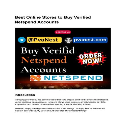 Complete Guide to Buy Verified Netspend Accounts Online | PDF
