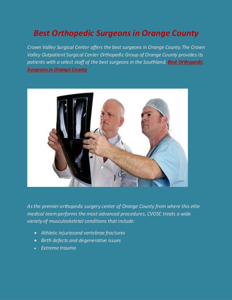 Best Orthopedic Surgeons in Orange County