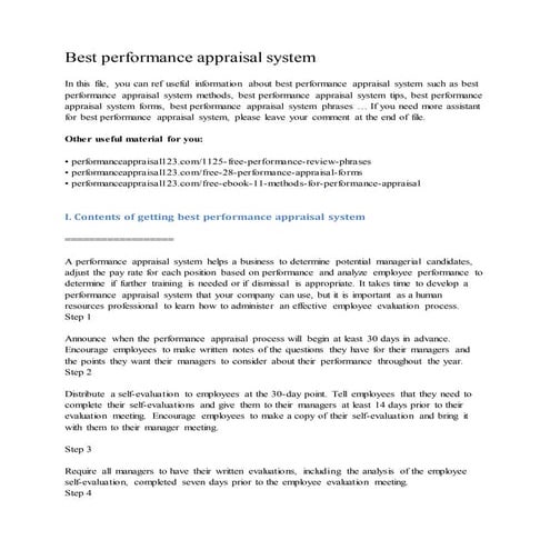 Best performance appraisal system