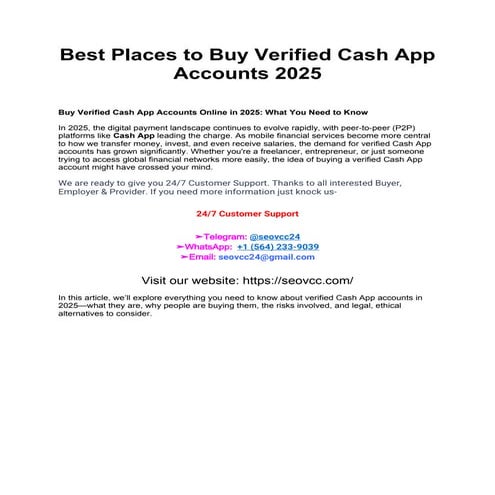 Best Places to Buy Verified Cash App Accounts 2025
