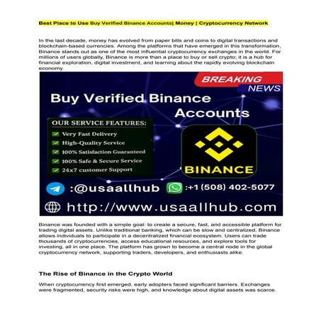 Best Place to Use Buy Verified Binance Accounts_ Money _ Cryptocurrency Netwo...