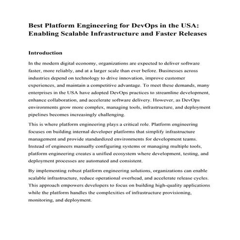 Accelerating DevOps Transformation in the USA with Enterprise Platform ...
