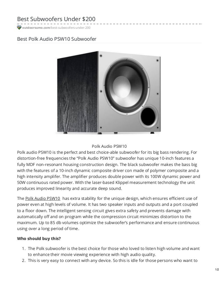 best polk audio subwoofer