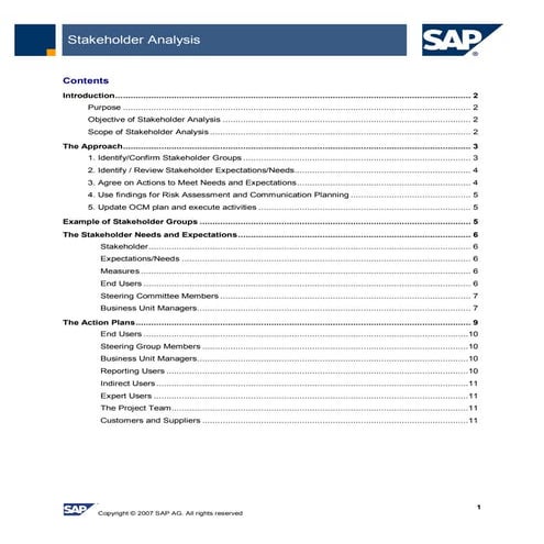 Best practice ERP stakeholder analysis strategy and approach