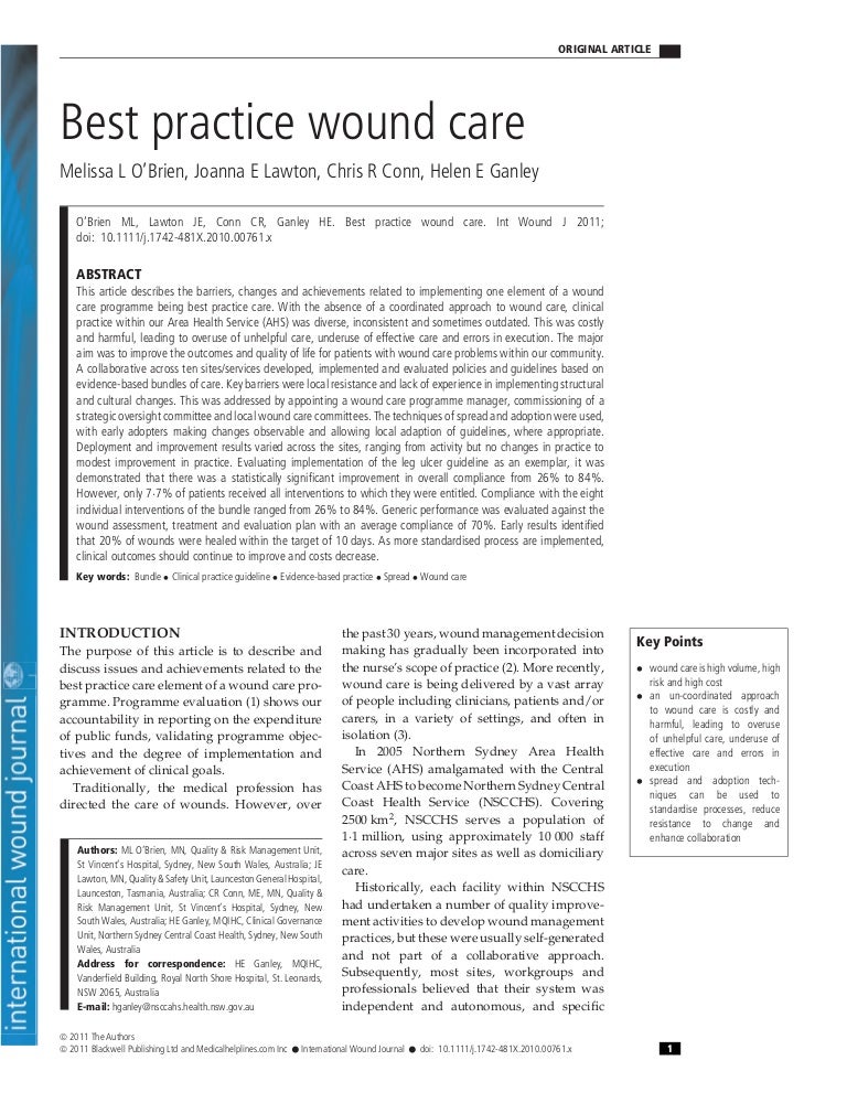 Best practice wound care