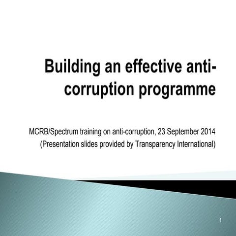Best practice for anti corruption