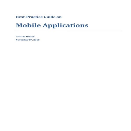 Best Practice Guide Mobile Apps - Marketing Overview
