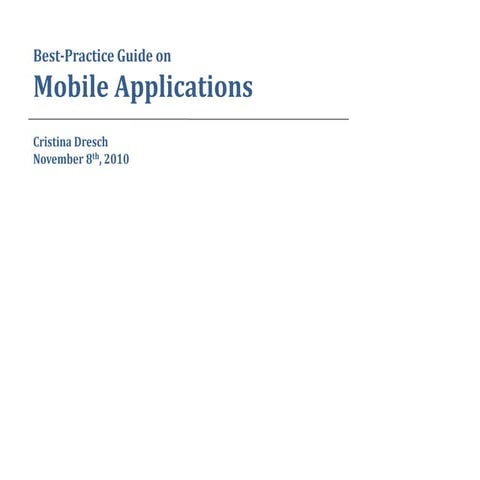 Mobile Application - Best Practice Guide