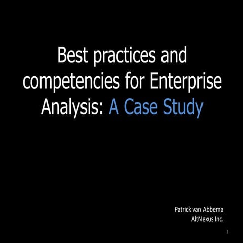 Best practices and competencies for Enterprise Analysis