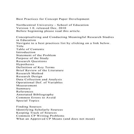 Best Practices for Concept Paper DevelopmentNorthcentral Unive.docx