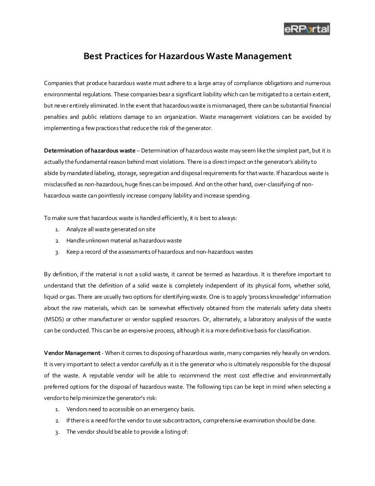 Best Practices for Hazardous Waste Management
