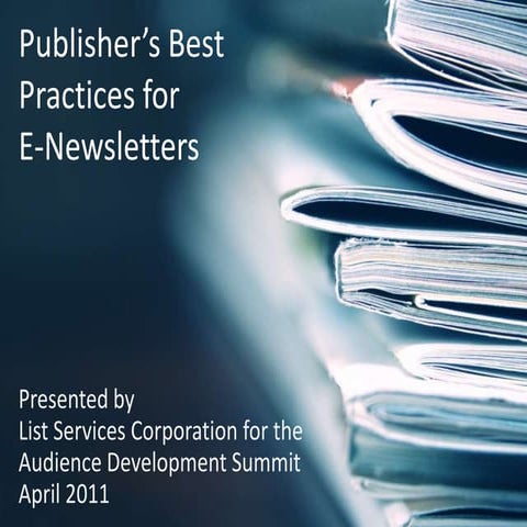 Best Practices for Publisher E-Newsletters
