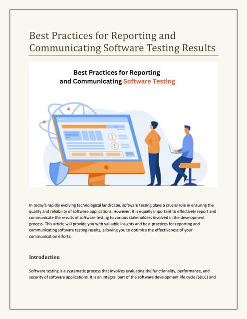 Best Practices for Reporting and Communicating Software Testing Results