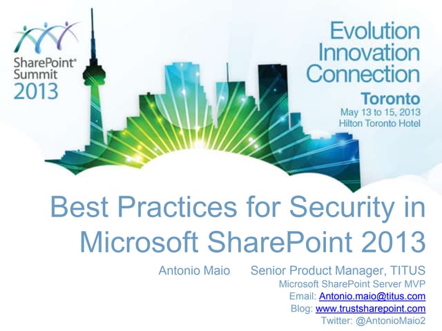 Best Practices for Security in Microsoft SharePoint 2013
