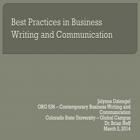 Best Practices in Business Writing and Communication by Jolynne Dziengel
