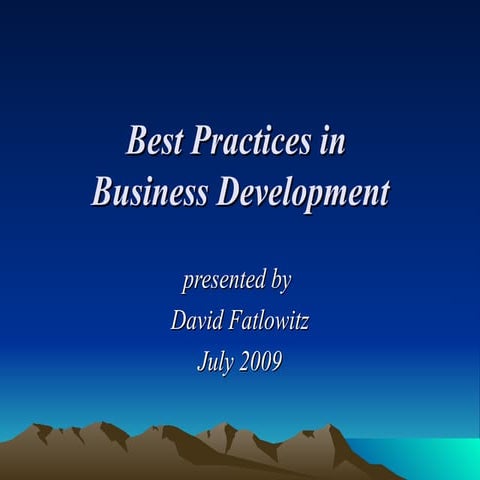 Best Practices In Business Development