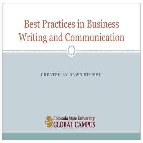 Best Practices in Business Writing and Communication