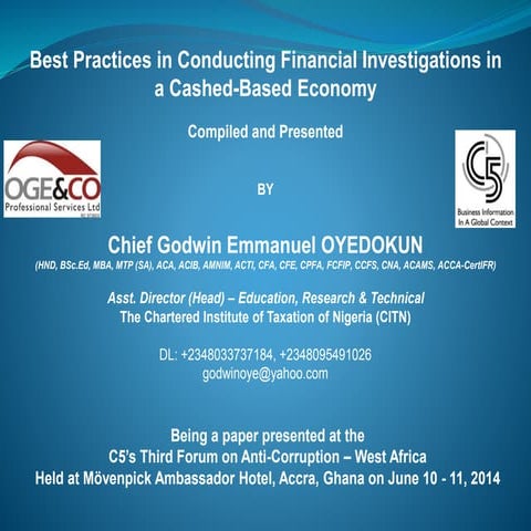 Best practices in conducting Financial Investigations