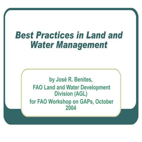 Best Practices In Land And Water Management