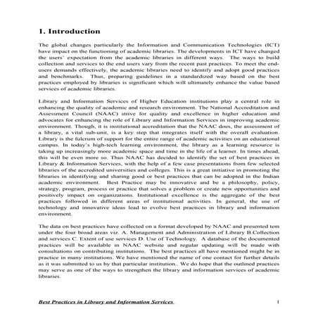 Best practices in  library and information services a case presentation (1)