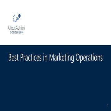Best Practices in Marketing Operations