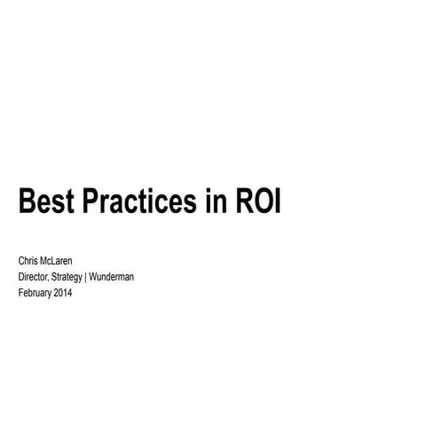 Best Practices in ROI