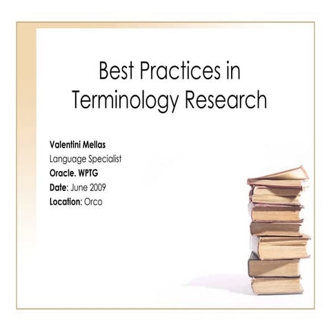 Best Practices In Terminology Research 2010
