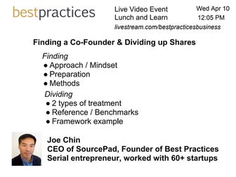 Best Practices Finding Co-Founder & Dividing Up Shares