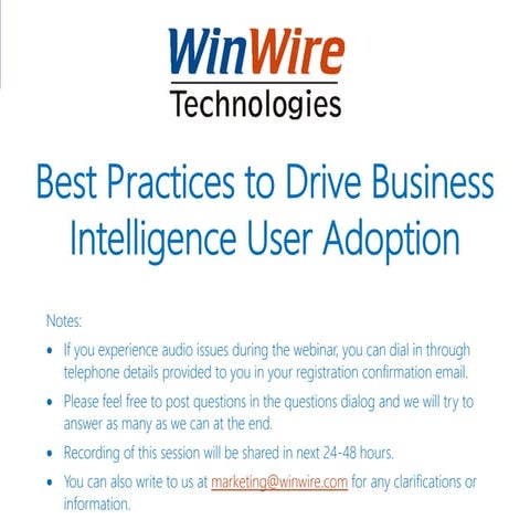 Best Practices to Drive Business Intelligence User Adoption