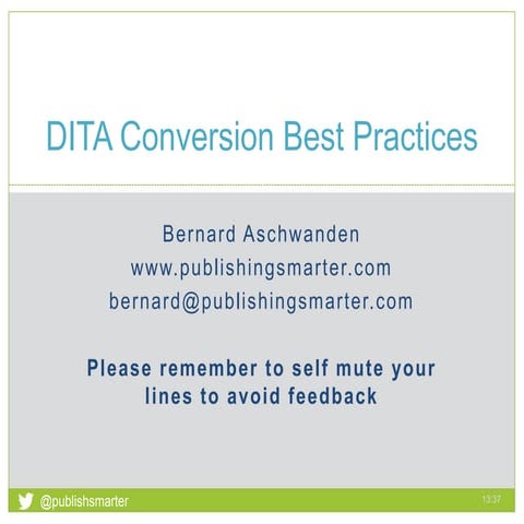 STC Austin: Best practices when migrating to DITA