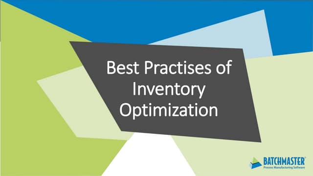 Best practises of inventory optimization