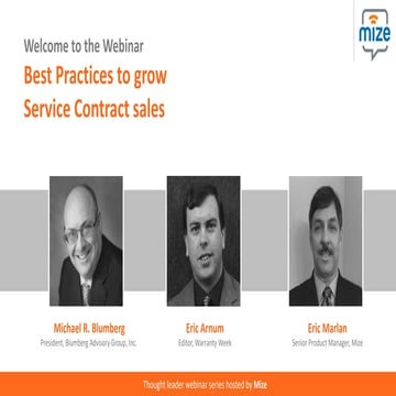 Best Practices to Grow Service Contract Sales Webinar by Mize