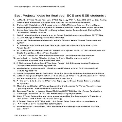 Best projects ideas for final year ece and eee students | PDF