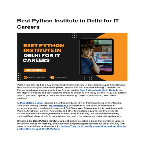 Best Python Institute in Delhi for IT Careers.pdf