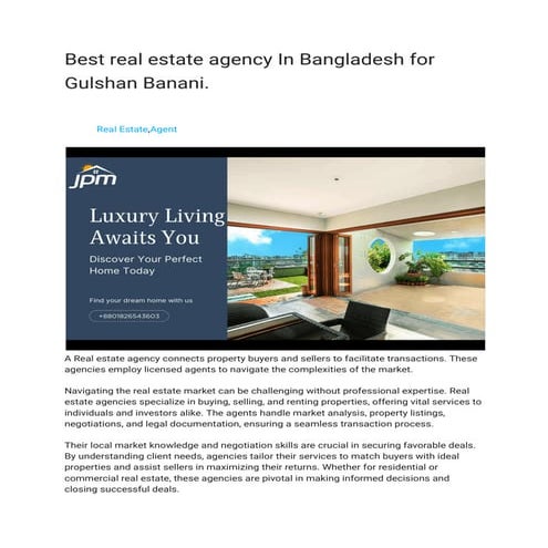 Best real estate agency In Bangladesh for Gulshan Banani