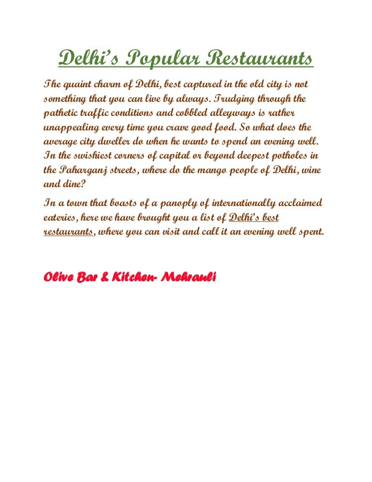Best restaurant in delhi
