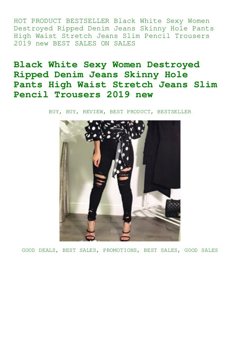 Women/'s High Waisted Skinny Destroyed Ripped Hole Stretch Pencil Jeans Pants