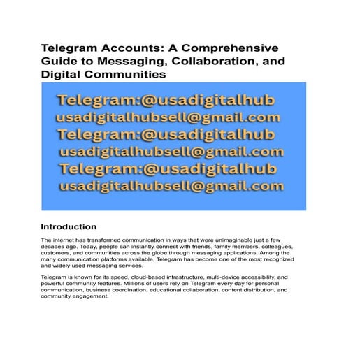 Comprehensive Guide to Telegram Accounts: Features, Uses, and Security ...