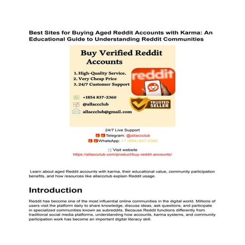 Top Platforms for Reddit Accounts and Karma Secure & Verified ...