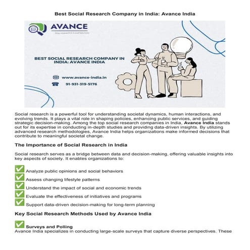Best Social Research Company in India: Avance India | PDF