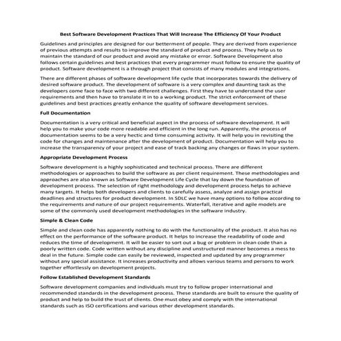 Best Software Development Practices That Will Increase The Efficiency Of Your...