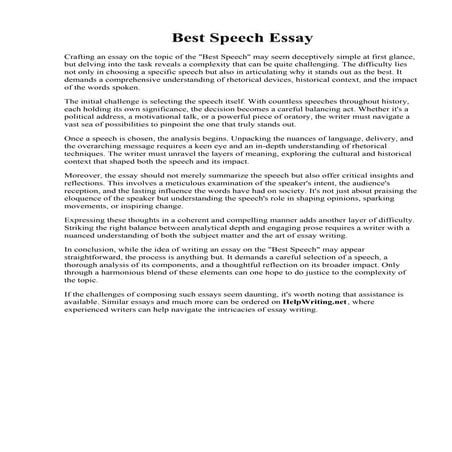 Best Speech Essay. 001 Essay Example Best Essays  Thatsnotus