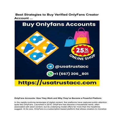 Best Strategies to Buy Verified OnlyFans Creator Account ....pdf