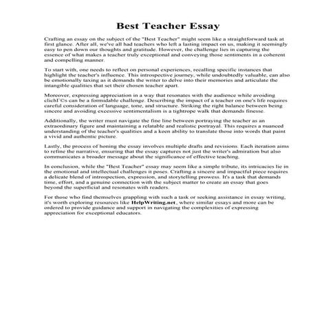 Best Teacher Essay