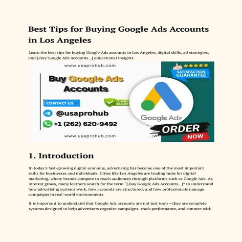 Best Tips for Buying and Managing Google Ads Accounts in Los Angeles | PDF